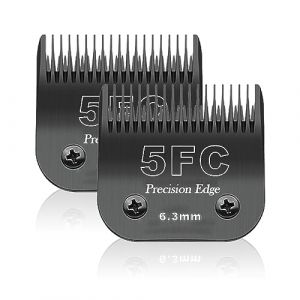 Lame de rechange pour toilettage de chiens,Compatible avec Les séries Heiniger/MOSER Max45 /Andis/Oster A5/Wahl 10KM Series Tondeuse pour Chien,Taille 5F 1/4" (6,3mm) Longueur de Coupe,2 unité Noir (sodaer555, neuf)