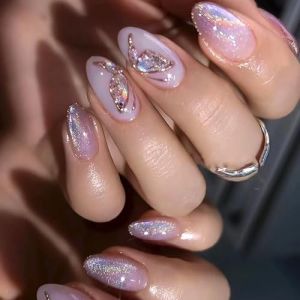 Ceboic 24 Pi&egrave;ces Faux Ongles Amande Moyen, Violet Ballerine Fran&ccedil;ais Ongles &agrave; Presser avec Motif Papillon, Couverture Compl&egrave;te Press on Nails Acrylique Ongles &agrave; Coller pour Femmes Filles Nail Art (GSSYUNHAI, neuf)