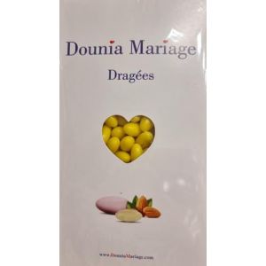 1 Kg Coffret de Dragée aux amandes jaune 250 dragées (Dounia Mariage, neuf)