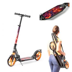 Trottinette Urbaine Pliable r&eacute;glable &agrave; 3 hauteurs **Vulcan**Trottinette avec Grandes Roues, suspensions Avant et arri&egrave;re, b&eacute;quille et Sangle de Transport (ATAA, neuf)