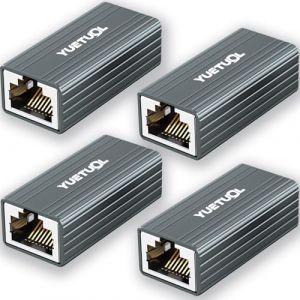 YUETUOL Coupleur RJ45 Ethernet 10Gbps, Raccord RJ45 Femelle vers Femelle, LAN Rallonge Connecteur Adaptateur Compatible avec Les Câbles Réseau,Cable Ethernet Cat8/Cat7/Cat6/Cat5e (4 Pièces Gris) (Yuetuol Direct, neuf)