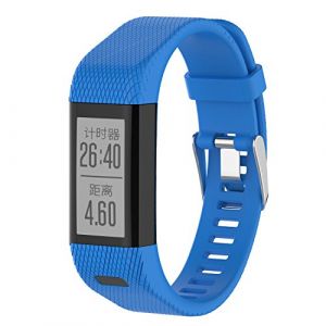 Yikamosi Compatible avec Garmin Vivosmart HR+ Bracelet,V&eacute;ritable silicone souple Watch Bracelet Stainless Steel Clasp Replacement Strap pour Vivosmart HR+(NO Vivosmart HR,Blue) (Yikamosi, neuf)