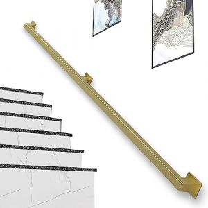 Escaliers de main courante, Mains courantes d'escalier carrées dorées Main courante antidérapante fixée au mur Rambarde de sécurité en métal Garde-corps en fer galvanisé Capacité de charge 200 kg ( Si (XYWJF SHOP, neuf)