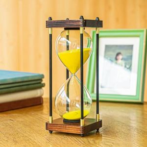 Grand sablier 60 minutes - Design vintage en bois - D&eacute;coration moderne pour la maison, la cuisine, le bureau (dor&eacute;) (Lmzxmcy Decorate, neuf)