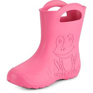 Ladeheid bottes de pluie femme ultra l&eacute;g&egrave;res en EVA imperm&eacute;ables semelle antid&eacute;rapante poign&eacute;es faciles motif grenouille LA-CA-09 (Rose, 38/39 EU) (Hisert, neuf)