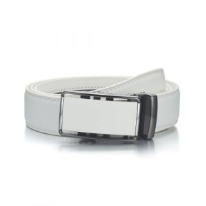 YEHMAN Ceinture sans trou en cuir avec boucle automatique &agrave; cr&eacute;maill&egrave;re 3.5 cm Homme (Taille 46/115 cm, J07 Blanc) (ceinture-et-moi, neuf)