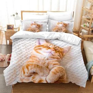 PORJDN Housse de Couette Chat,avec Housse de Couette et taie d'oreiller 65x65cm.Kitty Housse de Couette 3D Animal de Compagnie Ensemble Housse de Couette Chat. (Chats-4, 220x240cm) (CR-EU-STORE, neuf)