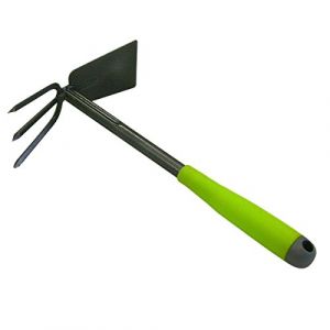 Xclou Serfouette avec panne et fourche 34 x 19 x 6 cm - Binette à main pour jardinage - Sarcloir de jardin avec 3 griffes - Outil de jardin multifonctions, Argent/vert (COM-FOUR  Vertriebs GmbH, neuf)
