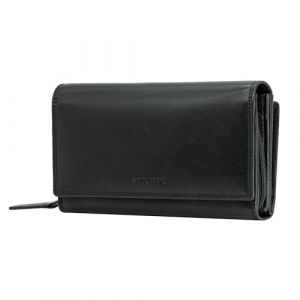 STILORD 'Alissa' Porte-Monnaie Femme Cuir Grand Format avec Porte-Carte Fermeture Éclair et Bouton Pression Idéal comme Pochette Porte-Feuille RFID ou Porte Chequier Long, Couleur:Noir (STILORD Cuir, neuf)