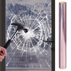 Shakcom Film de Sécurité Auto-Adhésif pour Fenêtre Anti-éclats Film de Vitre Protection de Verre Protection UV Autocollant pour Salle de Bain Bureau Chambre Cuisine– 60x300cm Rose-Gold (CurioHouse, neuf)