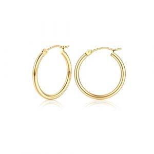Chriscoco Boucles d'oreilles Femme Argent 925 Hypoallerg&eacute;nique Creoles Argent Femme Creoles Plaqu&eacute; Or 14K Boucle d'oreille Cr&eacute;oles 15/20/25/30/40/50/60/70MM (TOIMOI JEWELRY, neuf)