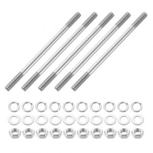 QUARKZMAN 5 pièces Goujons à Double Extrémité, M6x100mm Acier Inoxydable 304 Tiges Filetées Doubles avec Écrous et Rondelles Plates & Frein, Goujon Fileté Double Extrémité (QUARKZMAN, neuf)