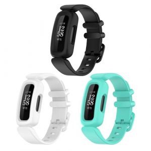 SMYAOSI Bracelet Compatibles avec Fitbit Ace 3/ Fitbit Inspire 2, Silicone Bande, Sport Strap Réglable Bracelet con Housse de Protection pour Fitbit Ace 3/ Fitbit Inspire 2 (Noir+Blanc+Bleu) (songmyi, neuf)