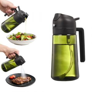 Holtrae 470 ml pulv&eacute;risateur d'huile fonc&eacute; anti-lumi&egrave;re de cuisson,Vaporisateur Huile Air Fryer 2-en-1,Accessoires Air Fryer Spray Huile d'olive,pour salades,p&acirc;tisseries,grillades,Vinaigre (Noir) (NOIRE MARKET DELIVERY, neuf)