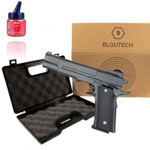 Pistolet BLOUTECH Airsoft à Ressort 0.5J Pack Complet - Culasse Métal, 1000 Billes 6mm, Mallette et Cible Récupératrice - Kit Tir Sportif pour Enfants et Adultes - Idéal Débutants et Loisirs (blouge, neuf)