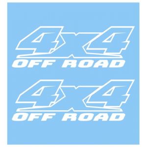 STICKERS RACING Lot de 2 autocollants 4 x 4 Off Road pour tout terrain, voitures, camions, sport tuning, fabriqués en vinyle polymère extérieur résistant à la chaleur et au froid (blanc) (STICKERSRACING, neuf)