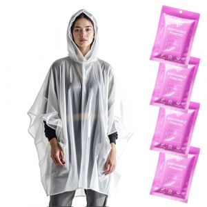 ZENO Poncho Pluie Imperm&eacute;able Jetable - Cape de Pluie Femme Homme - Poncho Transparent avec Capuche - Imperm&eacute;able pour Festival V&eacute;lo Randon&eacute;e - Pack de 4 - &Eacute;dition Pink Mist (KLIM Technologies France, neuf)