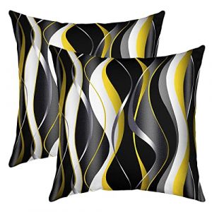 Homemissing G&eacute;om&eacute;trique Taie d'oreiller 40x40cm G&eacute;om&eacute;trie Blanc Jaune Noir Gris Lines Taie Oreiller pour Canap&eacute; Modern R&eacute;sum&eacute; Art D&eacute;cor Housse Coussin Ext&eacute;rieur Lot De 2 Housse de Coussin (Bofanshangmao, neuf)