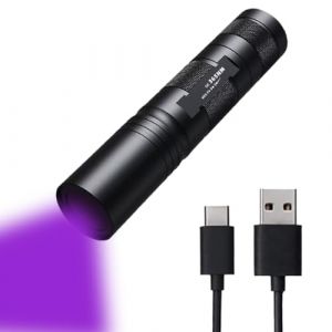 Tomedeks Lampe Torche UV Lamp Lumière Noire 10W 395nm USB rechargeable, Lampe de poche Ultraviolet pour uv resine, faux billets, détecteur d'urine de chat (Tomedeks-FR, neuf)