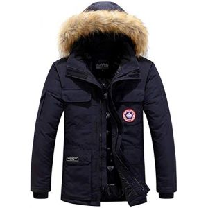 Youning Manteau Hiver Homme Parka Chaud Fourrure Casual Outdoor Blouson Fourrure &agrave; Capuche Manteau Hiver Chaud &Eacute;pais Parka Multi-Poche Doudoune Veste Amovible Capuche (ZDD123, neuf)