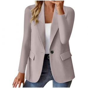 Femme Blazer Chic et Elegant &agrave; Manches Longues Costume &agrave; Revers Business Veste de Costume Tailleur Bureau d'affaires avec Poches Classique Slim Fit Blazers de Bureau Travail Business Quotidienne (⭐⭐⭐⭐⭐AEGJEGVD⭐⭐⭐⭐⭐, neuf)
