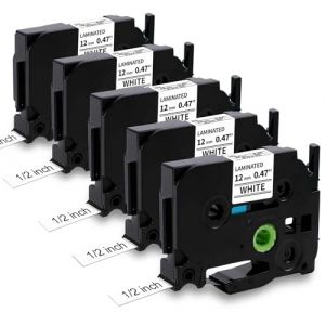 MarkField 5x Ruban Compatible pour Brother P-Touch Etiqueteuse TZ TZe-231 12mm x 8m Cassette pour Ptouch PT-H105 H101C/GB H100LB H100R GL200 1000 1005 D200 D00 E100 E110, Noir sur Blanc (MarkField, neuf)