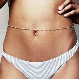 Wendalern Chaîne de taille perlée Perles d'argent Chaîne de ventre Plage Bikini Chaîne de corps Perle africaine Chaîne de taille Ceinture Chaîne de perles Taille Chaîne de corps Bijoux pour femmes (Wendalern, neuf)