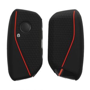kwmobile Coque clé de Voiture Compatible avec BMW 4-Boutons X7 X1 U11 IX ix1 Série 7 G07 I7 Clé de Voiture Accessoire clé Voiture - Protection étui Souple en Silicone - Noir-Rouge (SX-Commerce, neuf)