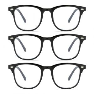 CATMEYE Lot de 3 Lunettes Anti-Lumi&egrave;re Bleue, Mod&egrave;le Rond Sans Correction pour Femmes et Hommes, Lunettes L&eacute;g&egrave;res Anti-Lumi&egrave;re Bleue pour Travail, &Eacute;tudes & Gaming (Noir) (CATMEYE, neuf)