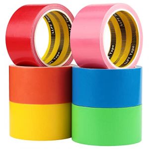 LLPT Ruban Adhésif Couleur Ruban Adhésif en Tissu 6 Rouleaux 50MM X 9M X 11 Mil inclus Bleu Rose Jaune Vert Orange Rouge (DT606) (LLP EU Direct, neuf)