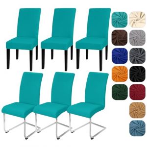 Yugarlibi Lot de 6 housses de chaise extensibles basculantes - Amovibles et lavables - Pour cuisine, restaurant, hôtel, banquet, mariage (bleu paon, 6 pièces) (Yingchengda Direct Store, neuf)