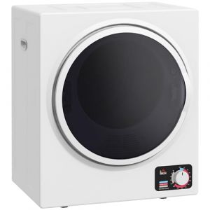 HOMCOM Sèche-linge à évacuation portable, sèche-linge électrique 850 W, 4 Kg, 4 modes de séchage, 2 niveaux de chauffage, cuve en acier inoxydable, installation murale, pour appartement dortoir, blanc (Aosom FR, neuf)