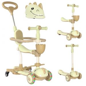 Twinly Trottinette évolutive pour Enfants 3 en 1 DINLY, Multifonctionnel, Coureurs, Trottinette pour Enfant, Scooter avec Casque de 1 à 6 Ans + Fonction vélo d'équilibre LED - 30kg (Vert) (Babymania, neuf)