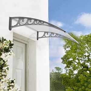 Marquise en Polycarbonate, Auvent Marquise, Marquise Porte d'entrée, Garage et Fenêtre, Auvent de Porte, Protection Extérieure Contre la Pluie et Intempéries, Gris - Blanc (100 * 100cm) (hlang EU, neuf)
