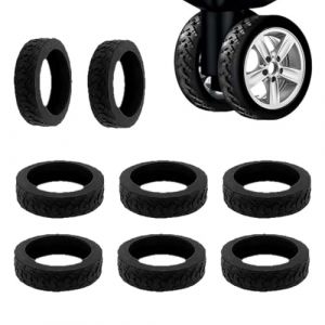 JUGUTA Lot De 8 Housses De Protection De Roue En Silicone Pour Bagages - Antidérapantes Et Imperméables - Pour Chaises De Bureau Et La Plupart Des Roues Pivotantes À 8 Roues (Noir) (ROXYROX FASHION, neuf)