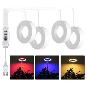 4 PCS Lampe Horticole Led, Lampes De Croissance Horticoles, Lampe De Croissance Pour Plantes Avec Minuterie, 48 Led, 3 Modes Lumi&egrave;re, Prise Usb, 10 Niveaux Luminosit&eacute; Pour Plantes D'int&eacute;rieur Semis (TRUST AND BU, neuf)