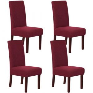HOMECOVER Housse de Chaise 4 Pièces, Housse de Chaise Extensible Jacquard Housse de Chaise Salle à Manger Universel Amovible Lavable Couverture de Chaise pour Mariage Cuisine-vin Rouge-4 Pièces (HOMECOVER, neuf)