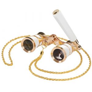 Jumelles de th&eacute;&acirc;tre BOSTRON 3x25 avec cha&icirc;ne, en Verre Optique, compactes avec poign&eacute;e, pour Spectacles, Concerts, Cadeau pour Enfants et Femmes (Blanches) (MH OPTICS, neuf)