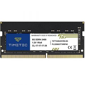 Timetec 8 Go DDR4 2400MHz PC4-19200 Non-ECC sans Tampon 1.2V CL17 1Rx8 Rang Unique 260 Broches SODIMM Ordinateur Portable PC Ordinateur mémoire RAM Module Mise à Niveau (Timetec Europe, neuf)