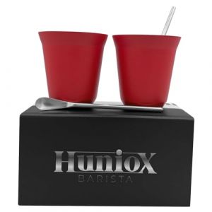 Huniox® 2 x 160 ML Verre Cafe Double Paroi - Tasses à Expresso - Tasse a Thé - Coffee Cup – Verres à Thé et à Café - Tasse Expresso Double Paroi - Tasse Café Design - Tasse Acier (RUBY, 160 ML) (Huniox, neuf)