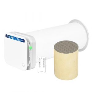 Turbionaire Trend HRV 150 WMW Unite de VMC Décentralisée, WiFi, Récupérateur de Chaleur Céramique, Capteur d'Humidité, Télécommande, 8 Vitesses, Flux d'Air Réversible, 158 mm, Blanc Mat, Silenciuse (INTAX TRADING, neuf)