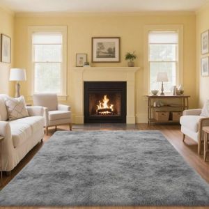 FREOSEN Tapis Salon Chambre Gris 160 x 230 cm à Poils Longs Tapis de Chambre Descente de lit Moelleux Tapis Doux Poils Longs pour Salon Chambre Canapé (7BT Dance, neuf)