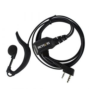 Retevis R111 Talkie Walkie Écouteur 2 Broches Forme G Volume Réglable Oreillette Casque Compatible avec Talkies Walkies RT24 RT27 RT5R RT619 BaoFeng BF-888S BF-88E UV-5R Kenwood (1 Pcs) (RetevisDirect, neuf)
