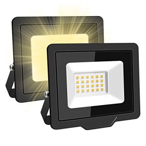 SKYWORLD Projecteur LED extérieur 20W, Lumière de Travail 2000LM, Blanc chaud Lumière du Jour, Éclairage de Sécurité, Étanche IP66 pour Jardin, Cour, Pelouse, Aire de jeux, Stade (2 pièce). (FSYP, neuf)