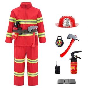 NaLatia Set De Costume De Deguisement Pompier avec 8 Accessoires Casque Pompier Et Un Extincteur De Feu À Eau Pompier Jeu De Rôle (GUnakd, neuf)