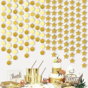 NINGYER 8 Pi&egrave;ces Guirlande Papier, Guirlande Papier Or R&eacute;fl&eacute;chissante, Guirlande Papier Etoile, Guirlande Paillette, pour Mariages, Festivals, F&ecirc;tes, Anniversaires (Chaque 4m de Long) (NINGYER, neuf)