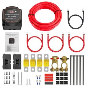 Coupleur Separateur Batterie 12v,Kit d'Isolateur De Coupleur Batterie Double,12 v 140 Amp Kit De Relais Sensible &agrave; La Tension 3m,Kit De Relais De Charge Divis&eacute; Pour Vtt Utv Camions Camping (taoxin oz, neuf)