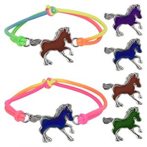 DealKits Lot de 2 bracelets pour la rentrée des classes - Bracelet d'humeur pour fille - Bijoux pour enfants avec cheval - Cadeau d'écolier - Sac d'école - Remplissage porte-bonheur (Meiilin, neuf)