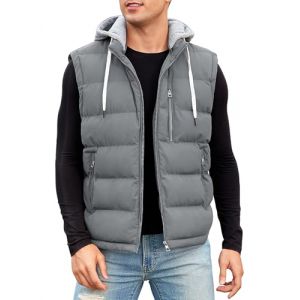CMTOP Manteaux Sans Manche Homme &agrave; Capuche Gilet Homme Zipp&eacute;, Hydrofuge Chaud Hiver Veste Sans Manches, L&eacute;g&egrave;re Casual Coupe-Vent Bodywarmer Gilets avec Poches(Gris,M) (Lemens, neuf)