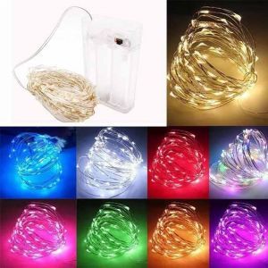 Cleiscry 1 guirlande lumineuse de 2 m, 3 m, 5 m, 10 m, fil de cuivre, USB ou à piles, pour Noël, fête de mariage (jaune (Y), boîte de 3 piles AA de 10 m (Cleiscry EU, neuf)